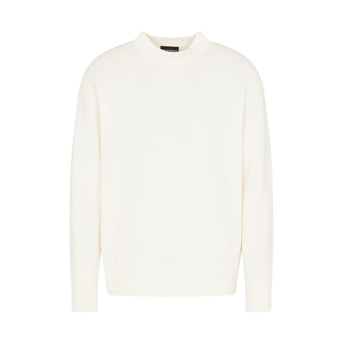 EM002635AF18234U0003 Emporio Armani Fisherman Rib Virgin Wool Jumper White
