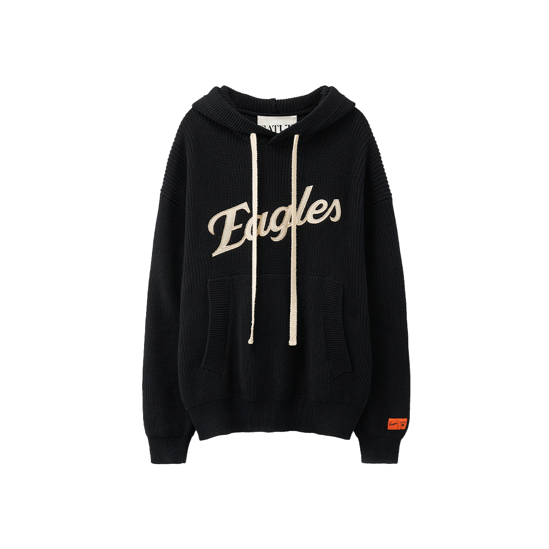 세터 X 한화 이글스 아플리케 니트 후디 블랙(Satur x Hanwha Eagles Applique Knit Hoodie Black)