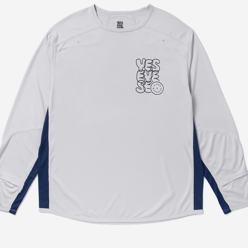 YESEYESEE® x HIKER WORKSHOP® Active L/S Tee Light Grey 착용 스타일