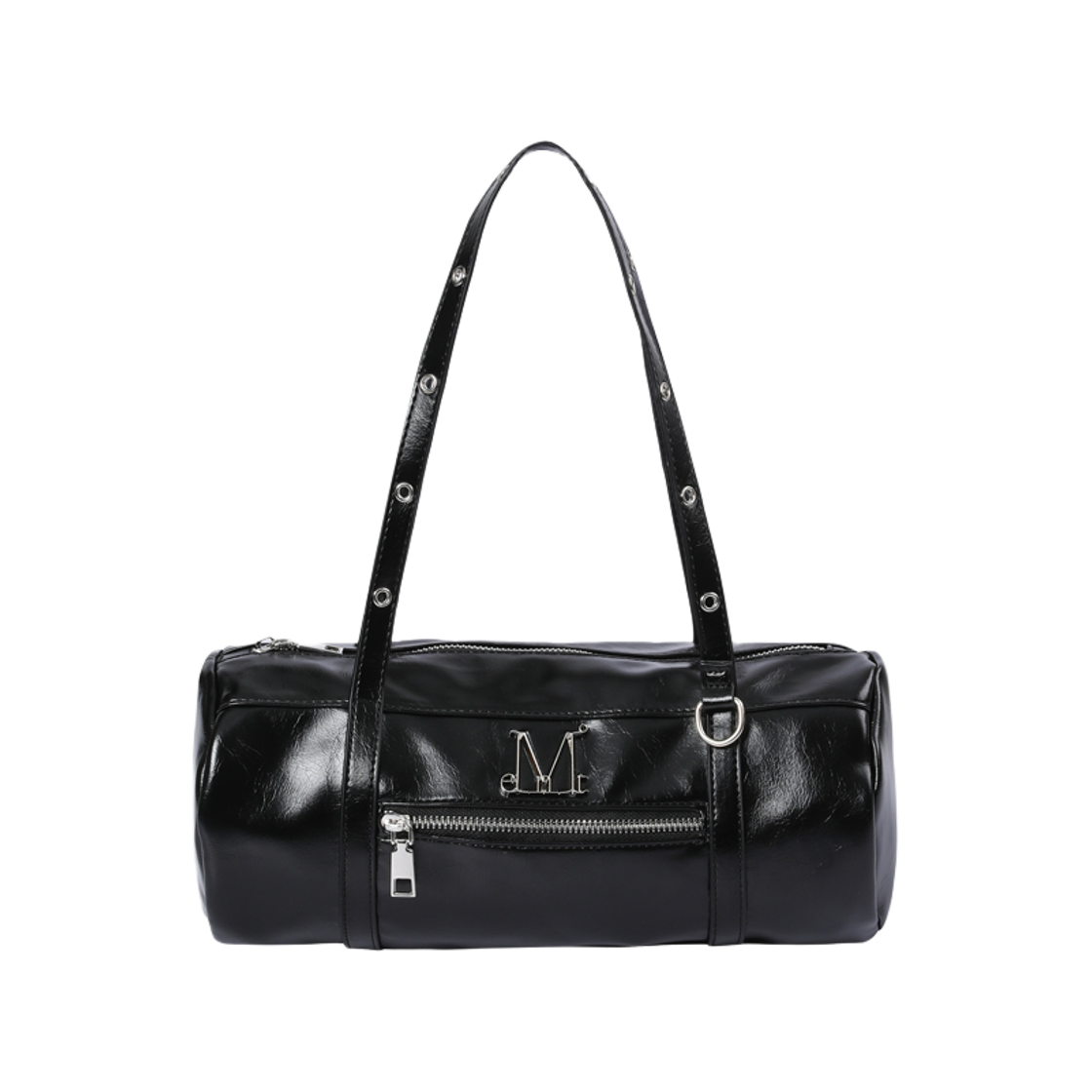 무센트 녹스 메탈로고 아일렛 스트랩 숄더백 남녀공용 블랙(MUCENT Nox Metal Logo Eyelet Strap Shoulder Bag Unisex Black)