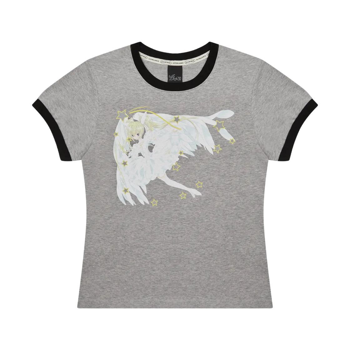 러브이즈트루 x 캐릭캐릭 체인지 링거 티셔츠 그레이(Luvistrue x Shugo Chara Ringer T-Shirt Gray) - 1