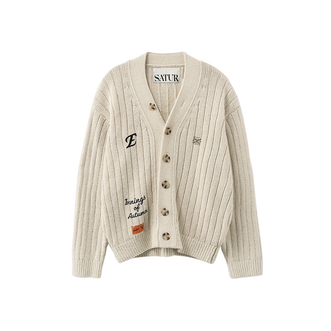 SA254UKC16CRM0 Satur x Hanwha Eagles Faro Over Size Boucle Cardigan Cream