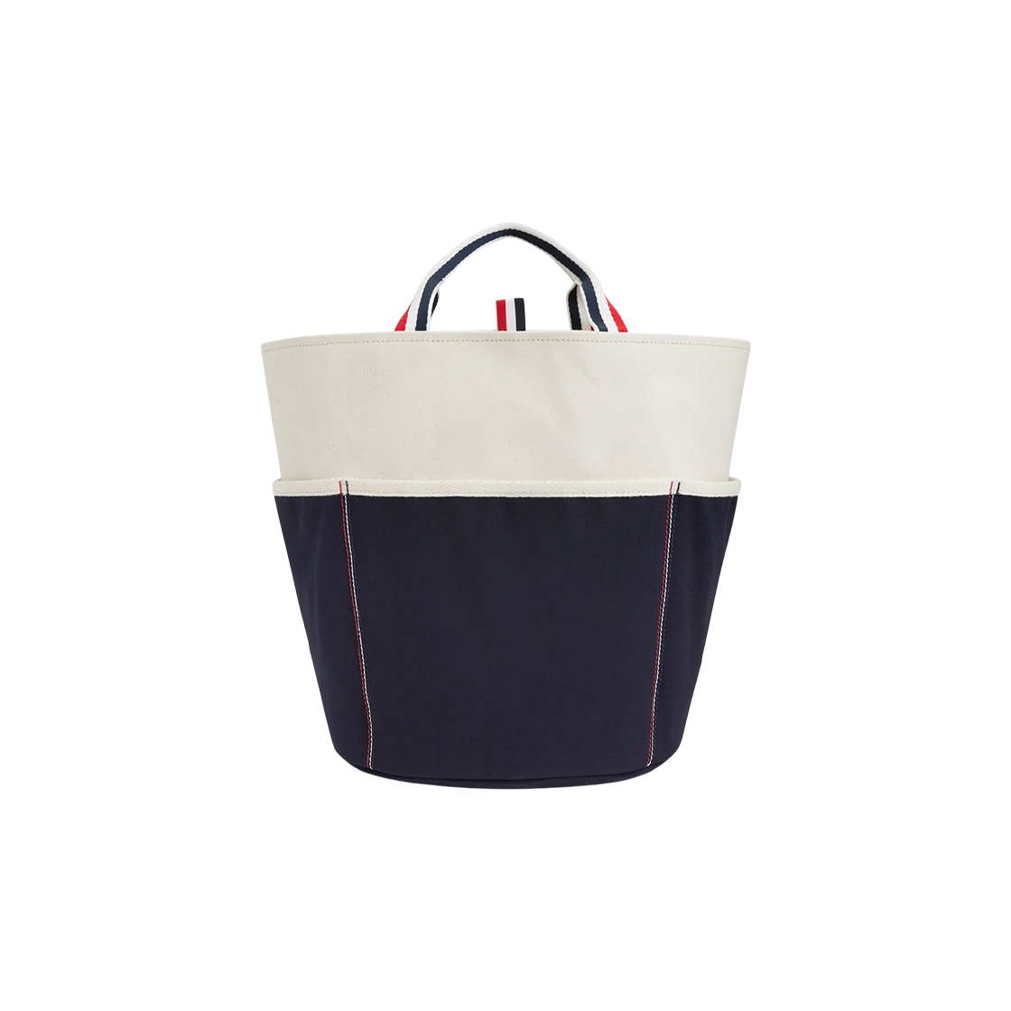 MAG280A-07164-114 Thom Browne 3-Bar Double Face Large Shopper Off White