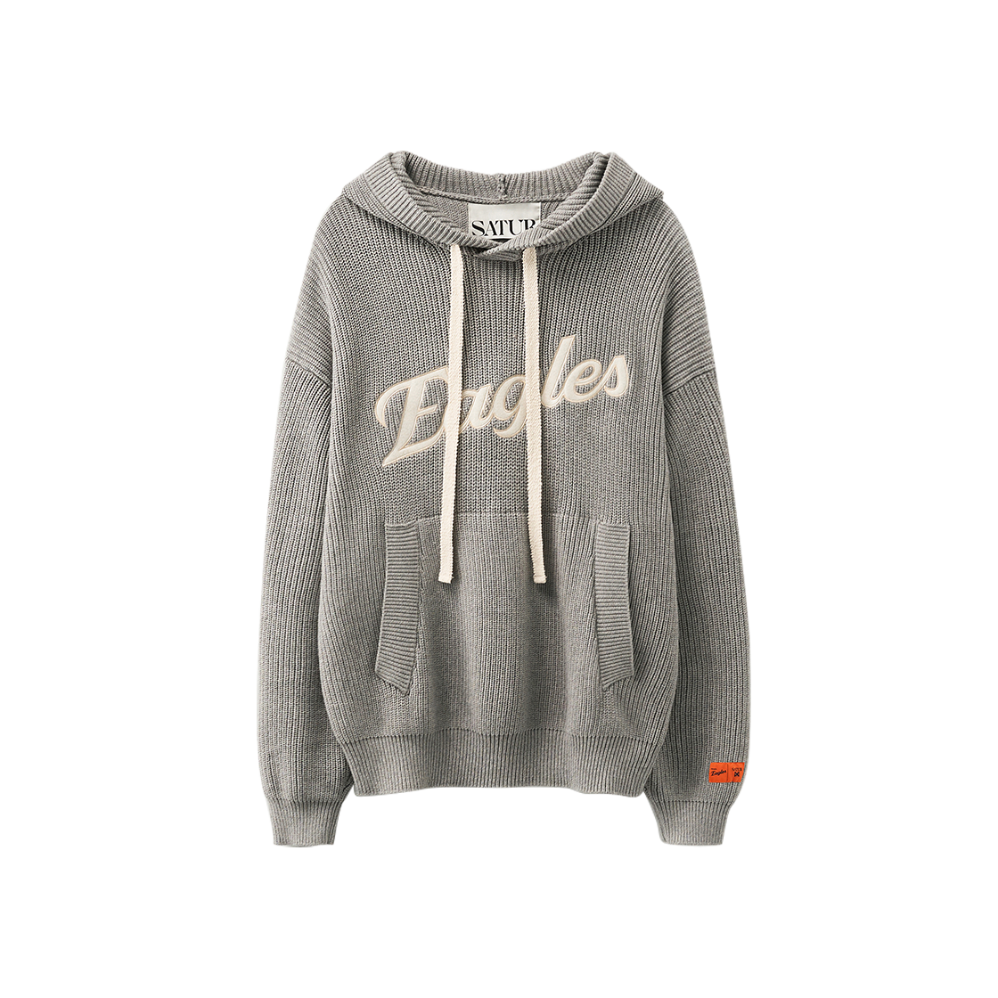 세터 X 한화 이글스 아플리케 니트 후디 멜란지 그레이(Satur x Hanwha Eagles Applique Knit Hoodie Melange Gray)
