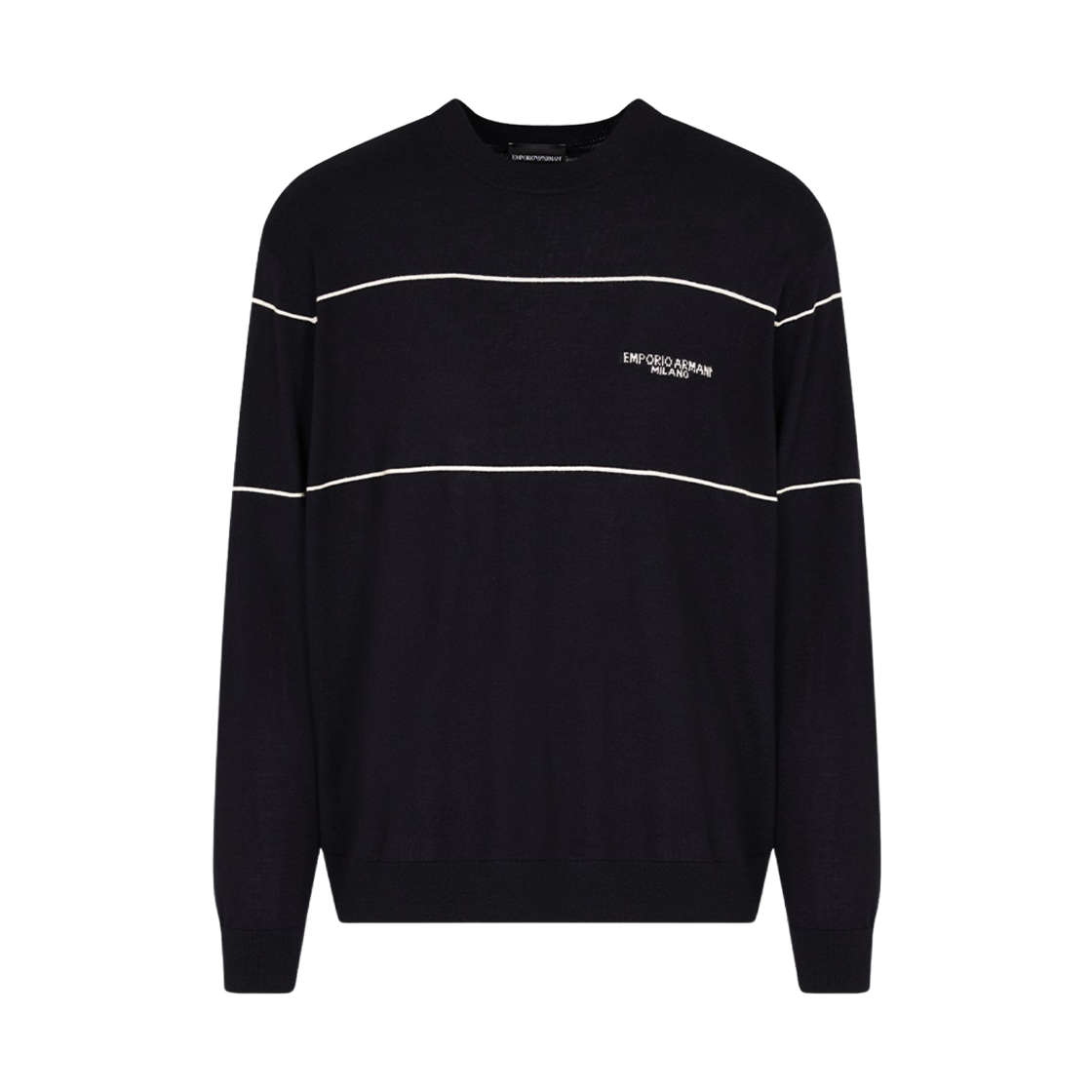 EM002796AF14199MB173 Emporio Armani Virgin Wool Jumper with Jacquard Logo Blue