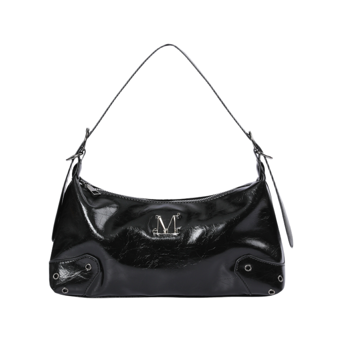 P0000BCI MUCENT Barb Metal Logo 2-Wqy Eyelet Cross Bag Unisex Black