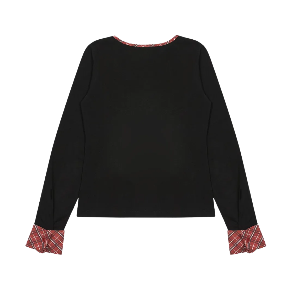 러브이즈트루 x 캐릭캐릭 체인지 체크 슬리브 티셔츠 블랙(Luvistrue x Shugo Chara Check Sleeve T-Shirt Black) - 2