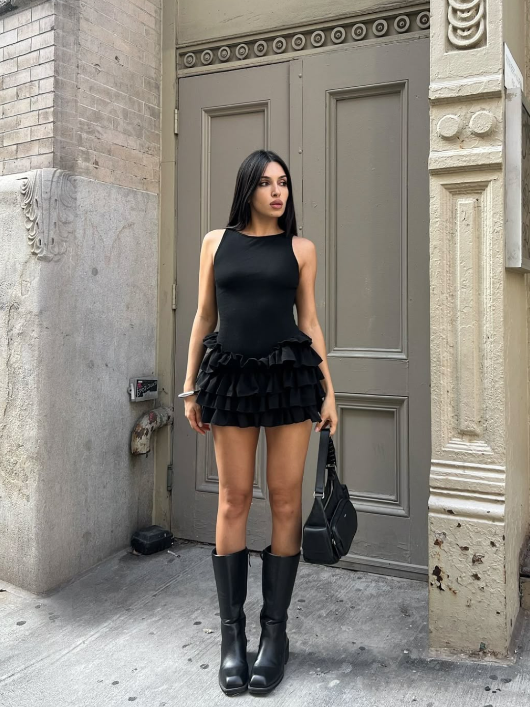 Don't Ask My Plan Balloon Mini Wrap Skirt - White, (W) Prada Houndstooth Logo Belt Pleated Mini Skirt Camel Brown 착용 스타일 - 5