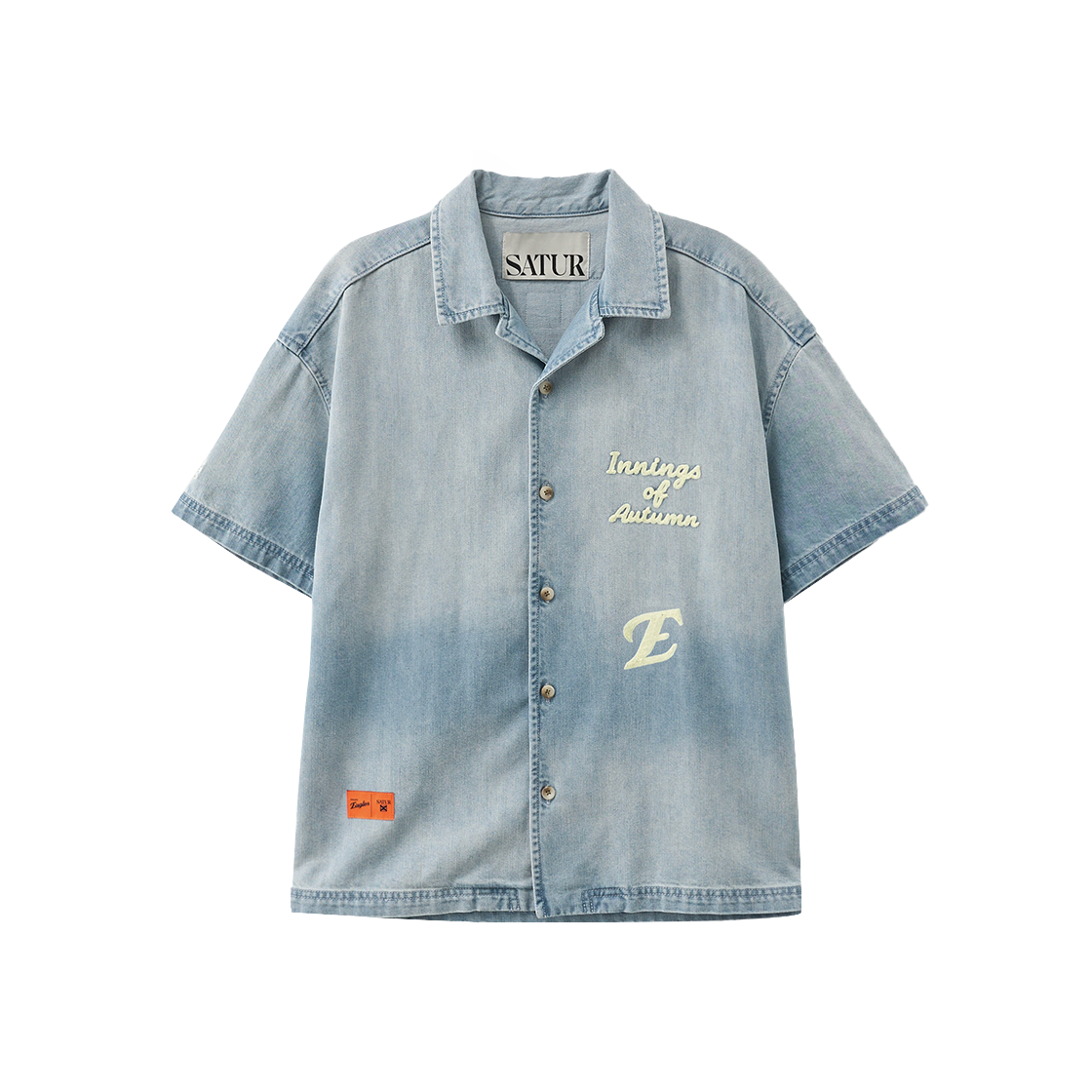 세터 X 한화 이글스 데님 하프 슬리브 셔츠 블루(Satur x Hanwha Eagles Denim Half Sleeve Shirts Blue)