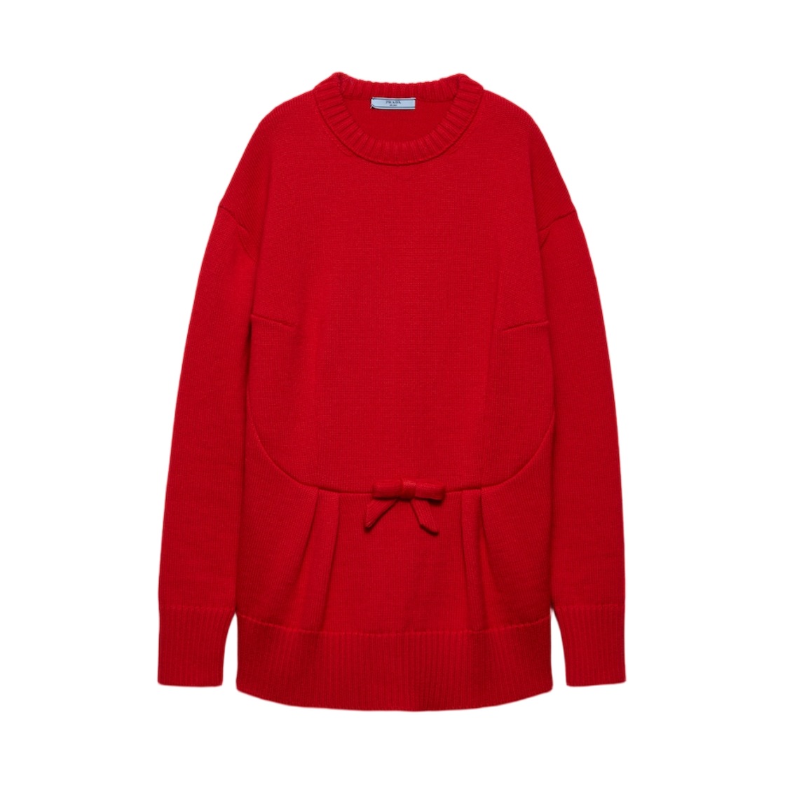 (W) 프라다 울 가디건 보우 레드((W) Prada Wool Cardigan with Bow Red) - 1