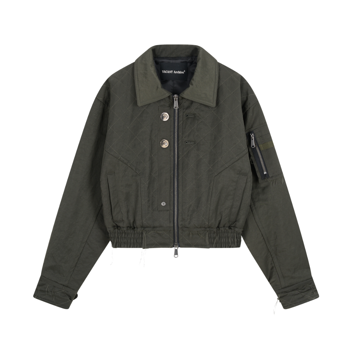 베이컨트 아카이브 여성 매티 퀼티드 봄버 자켓 카키(Vacant Archive Women Matty Quilted Bomber Jacket Khaki)