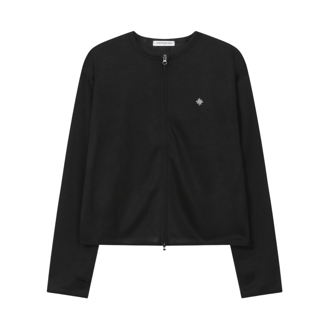 SR25FWOT01BK SLOW RECORD HOUSE Round Zip-Up Cardigan Black