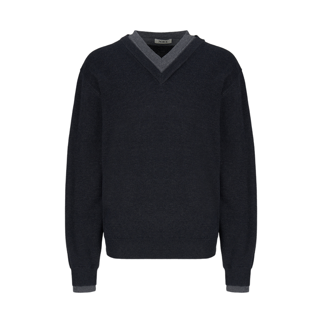 노이스 레이어드 V넥 메리노 니트 탑 차콜