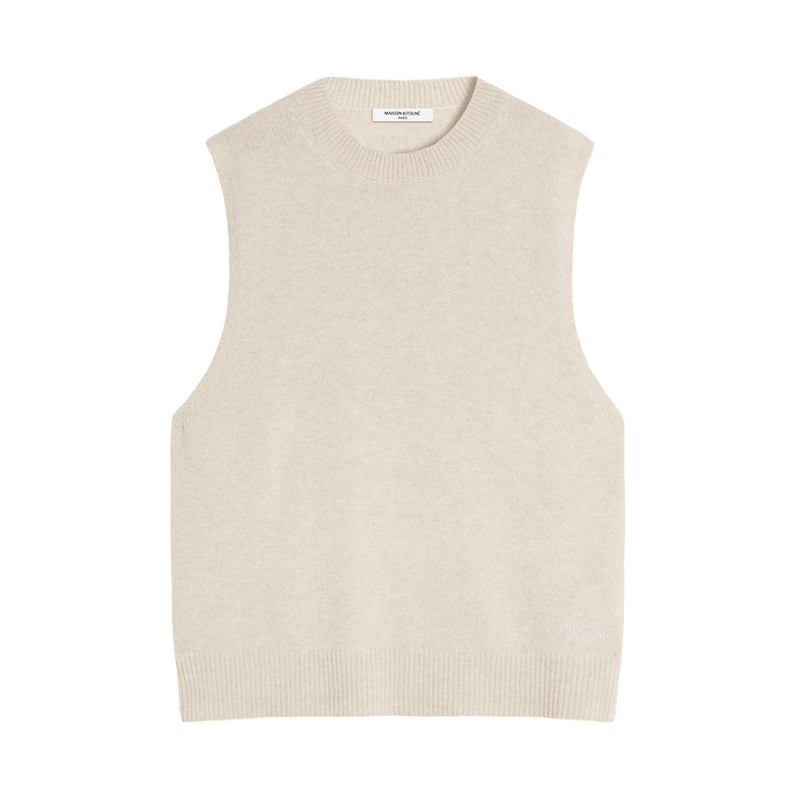 PW00608KT1171-H218 (W) Maison Kitsune Merino Wool Comfort Vest Light Beige Melange