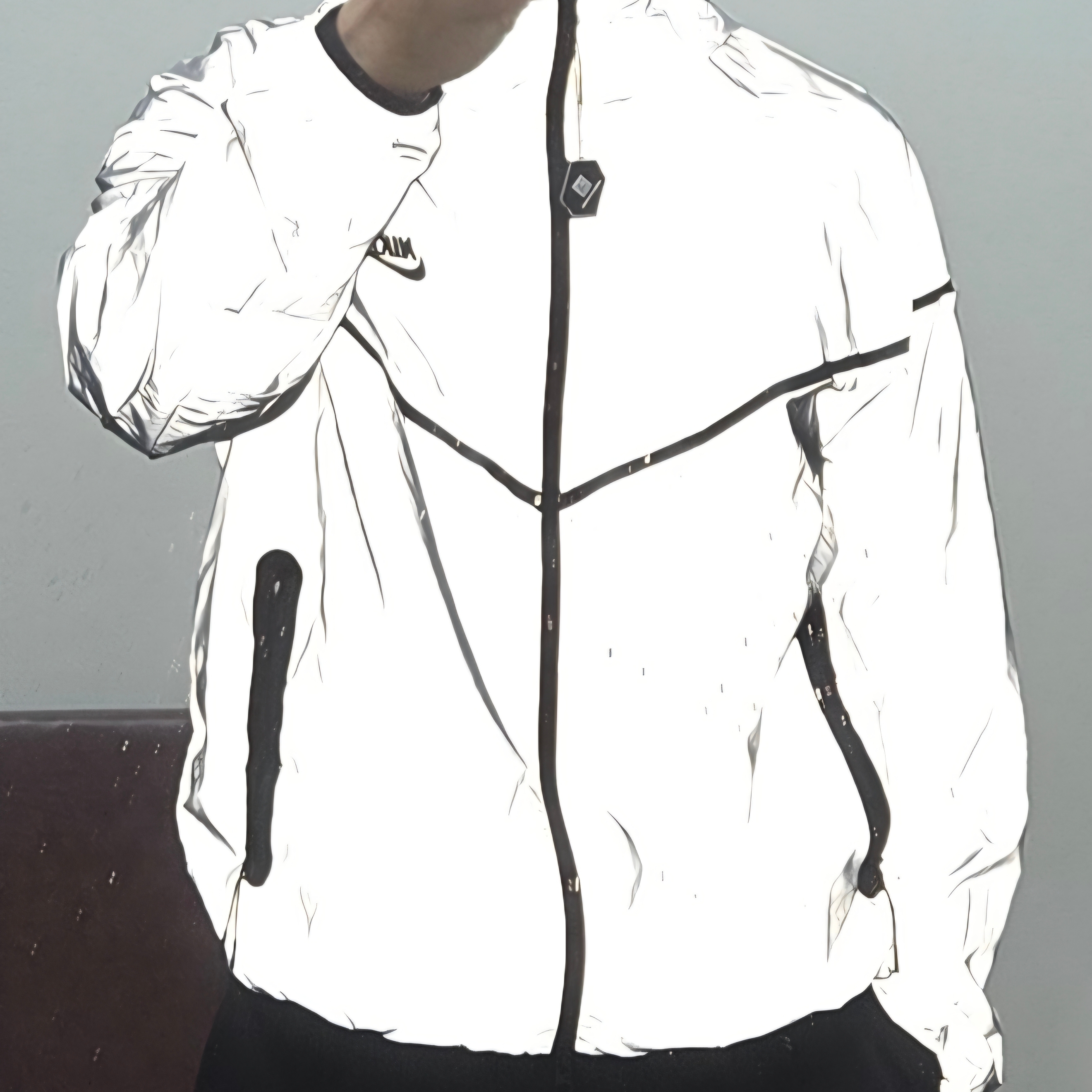Nike Tech Woven Flash Jacket Reflect Silver Black - Asia 착용 스타일 - 2