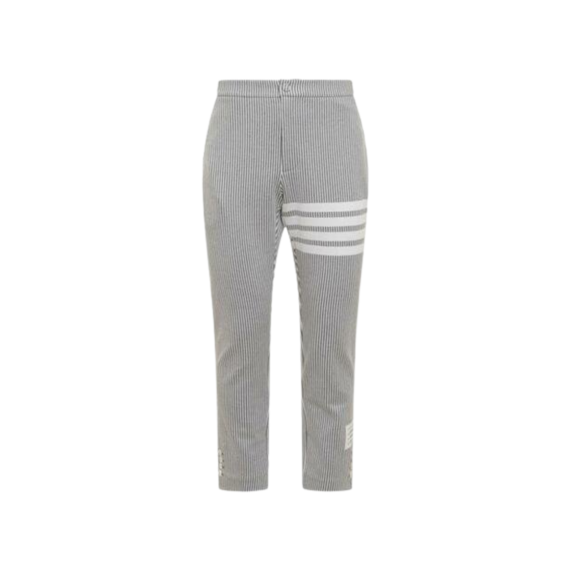 MJQ165A-J0063-055 Thom Browne Seersucker LoopBack 4-Button Vent Trousers Light Grey