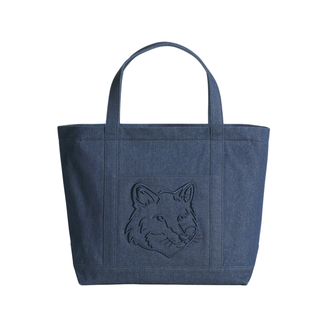 메종 키츠네 폭스 헤드 라지 토트 인디고(Maison Kitsune Fox Head Large Tote Indigo) - 1