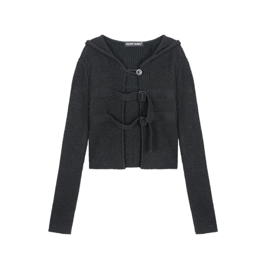 VWK53KCD001BKQQ Vacant Archive Kanna Buckle Hoodie Cardigan Black
