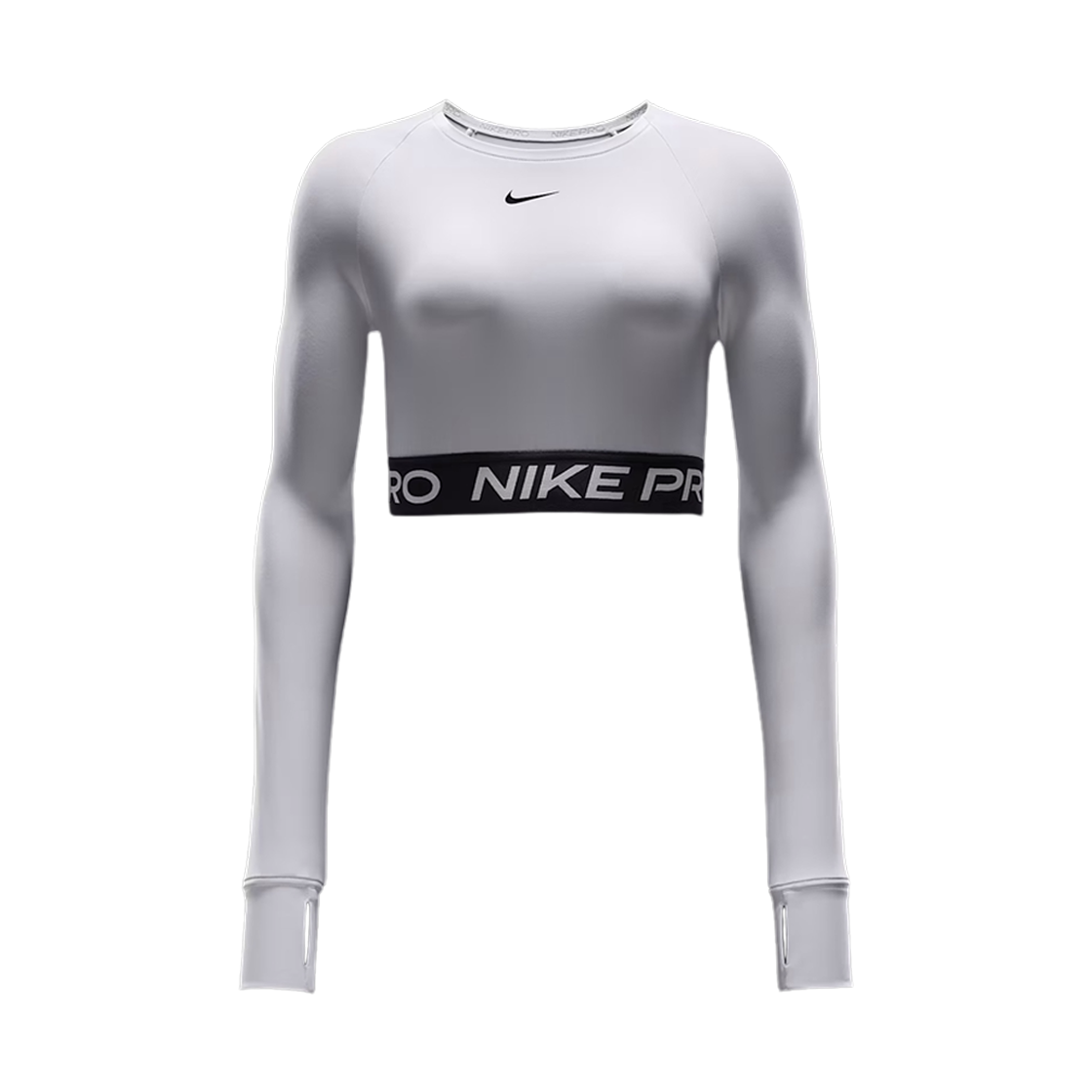 FV5485-100 (W) Nike Pro Dri-Fit Cropped Long Sleeve Top White Black - Asia