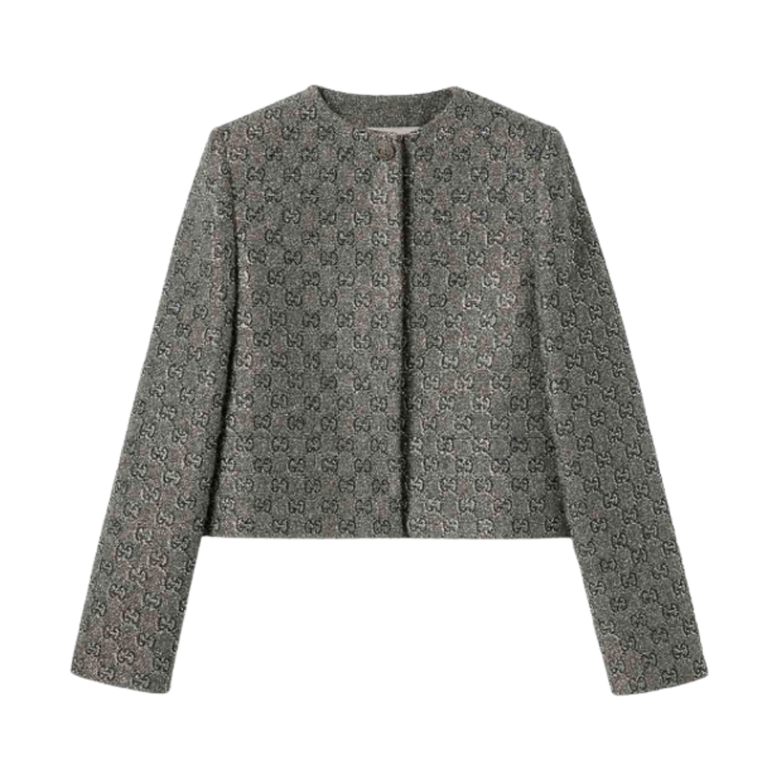 (W) 구찌 자수 울 트위드 자켓 그레이((W) Gucci Embroidery GG Wool Tweed Jacket Grey)