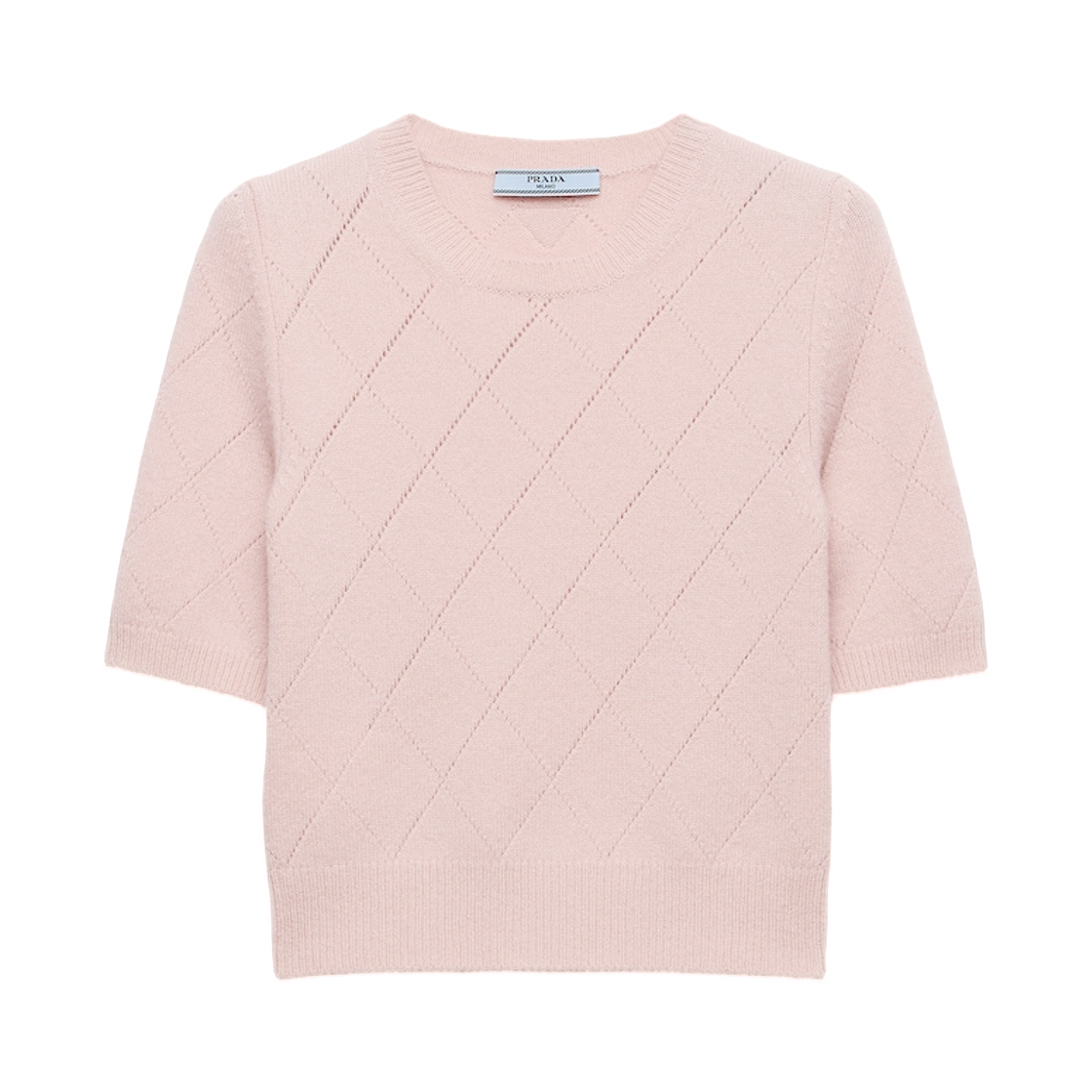 (W) 프라다 숏슬리브 캐시미어 스웨터 핑크((W) Prada Short-Sleeved Cashmere Sweater Pink) - 1