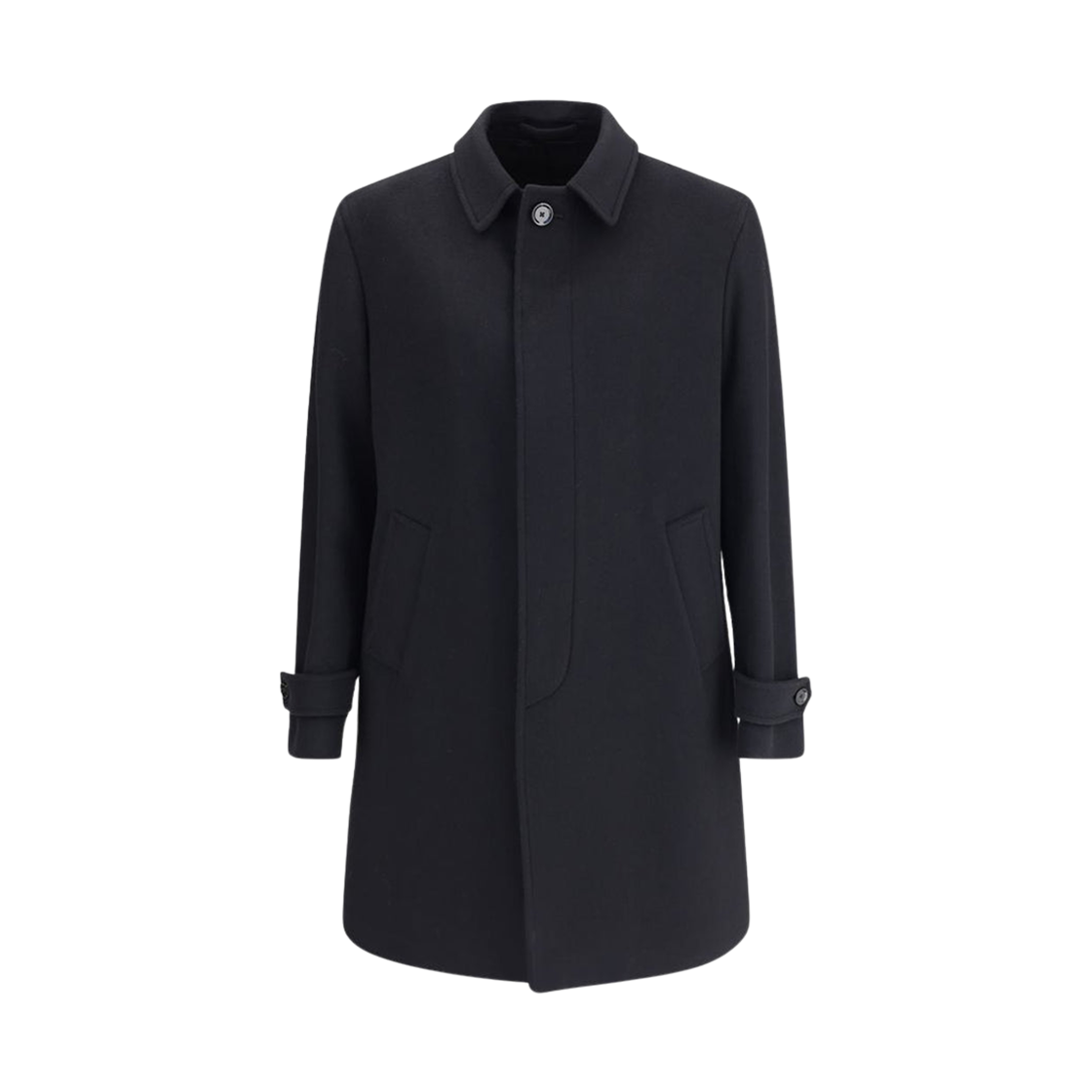 라르디니 싱글 브레스트 울 코트 블랙(Lardini Single Breasted Wool Coat Black)