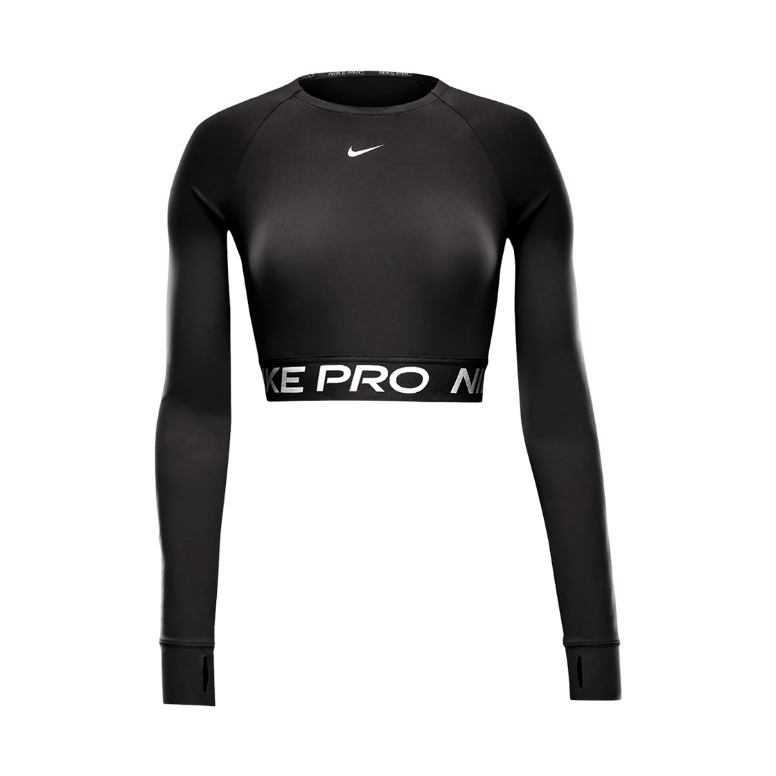 FV5485-010 (W) Nike Pro Dri-Fit Cropped Long Sleeve Top Black White - Asia