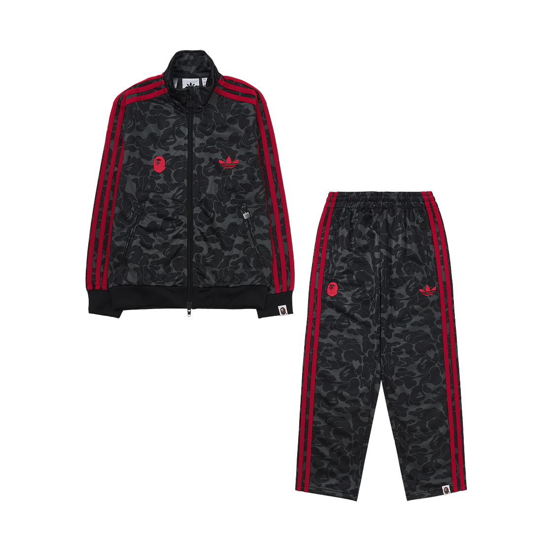 (키즈) 아디다스 x 베이프 트랙수트 블랙 - KR 사이즈((Kids) Adidas x BAPE Tracksuit Black - KR Sizing)