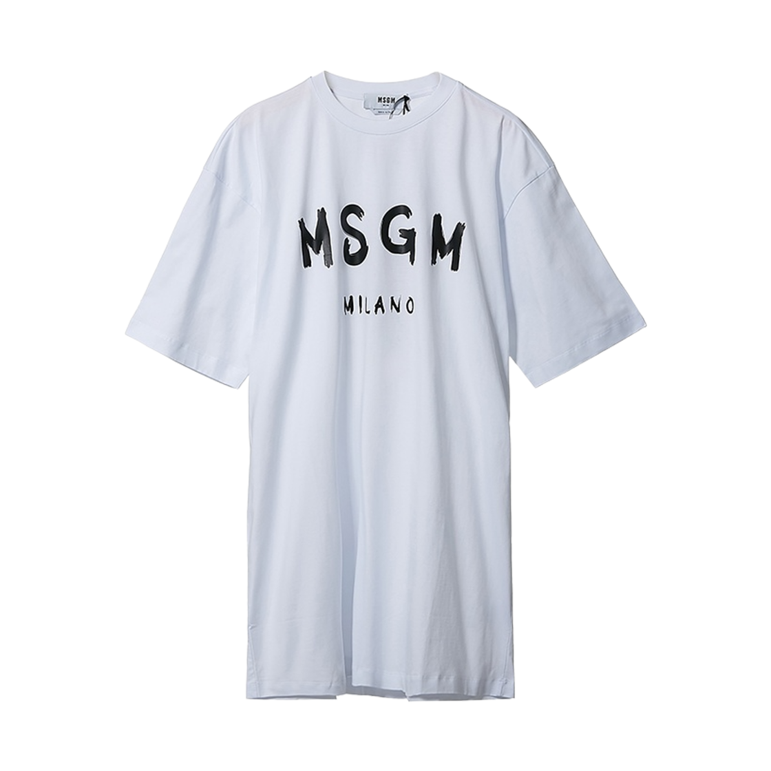 2841MDA68-207298-01 (W) MSGM Logo Short Sleeve Dress White