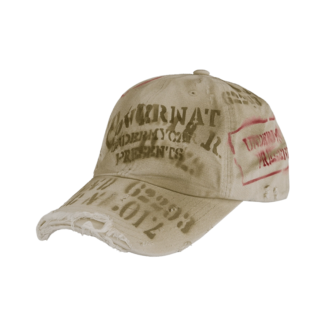25FWUMCCOBE Undermycar x Covernat Destroyed Letter Graphic Cap Beige - 25FW