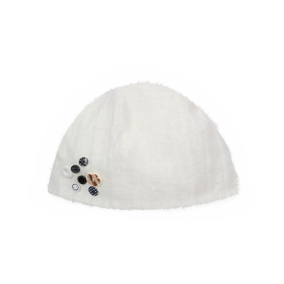 BH25FW-WIVY8F BAUF Button Fluffy Beanie Ivory