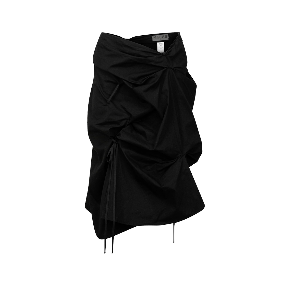 나체 우먼 스트랩 풀드 스커트 블랙 - 25FW(Nache Women Strap Pulled Skirt Black - 25FW)