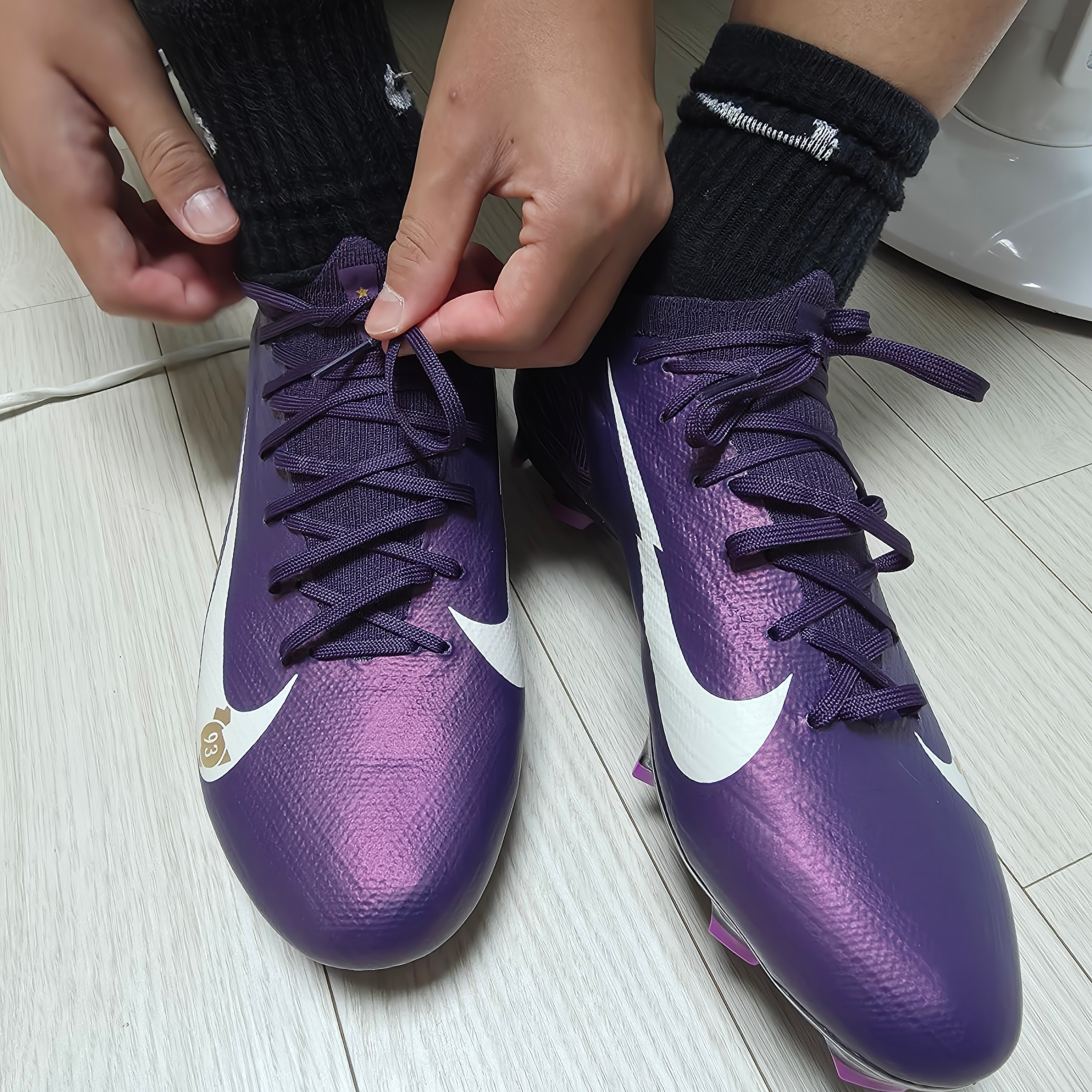 Nike Zoom Mercurial Vapor 16 Pro KM FG Grand Purple Pale Ivory 착용 스타일