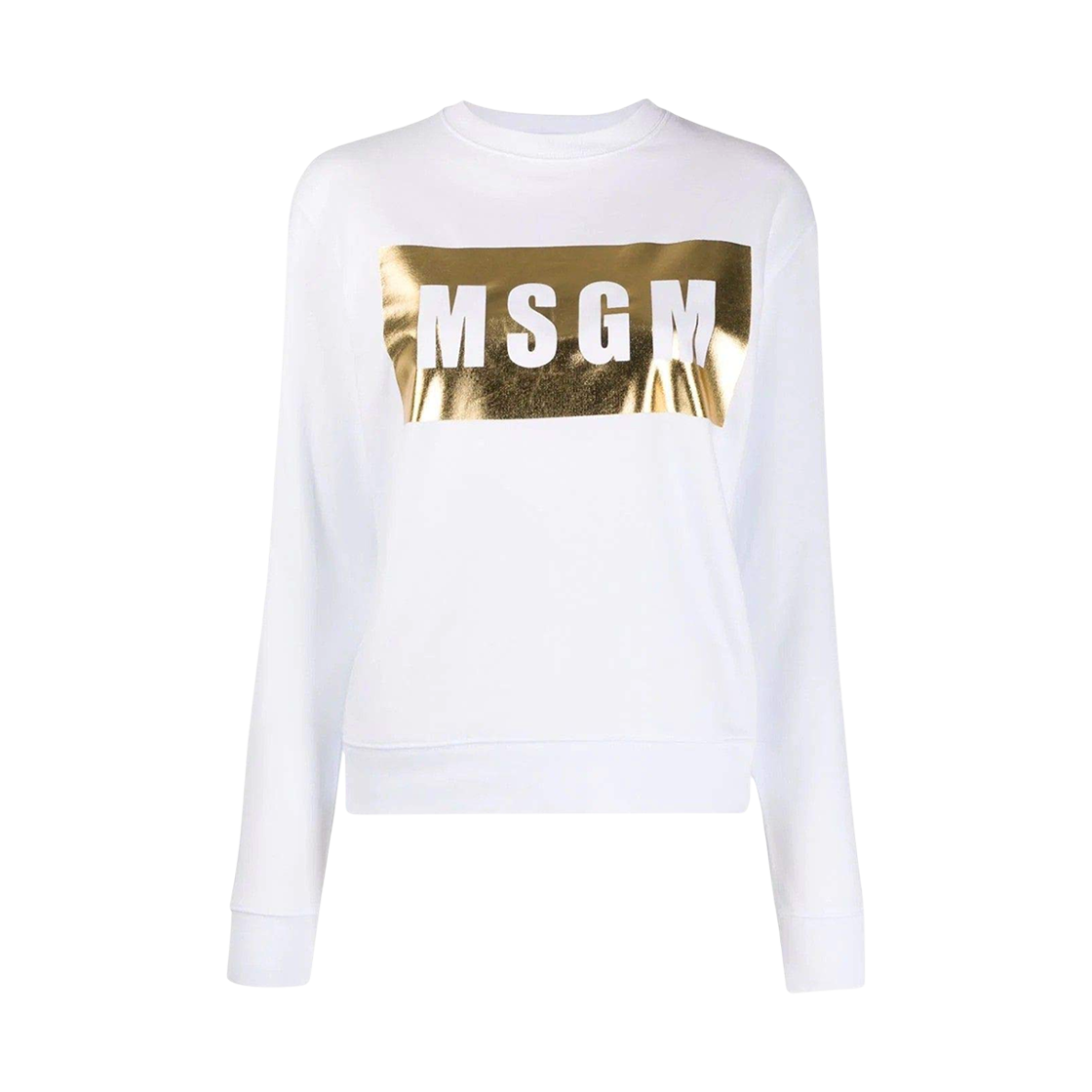 2841MDM96-207299-01A (W) MSGM Box Logo Sweatshirt White Gold