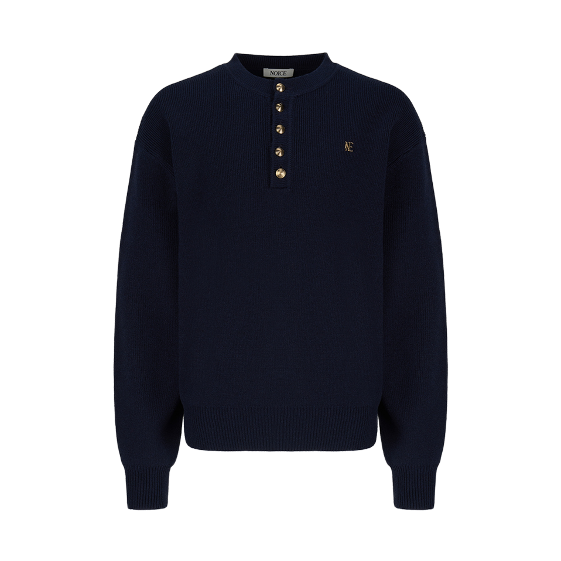 노이스 울 헨리넥 스웨터 다크 네이비