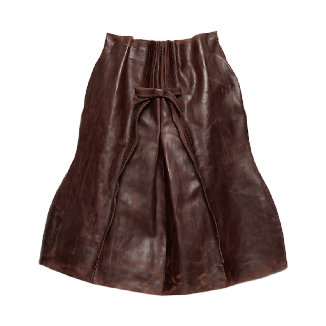 51930-18DD-F0003 (W) Prada Leather Midi-Skirt Dark Brown