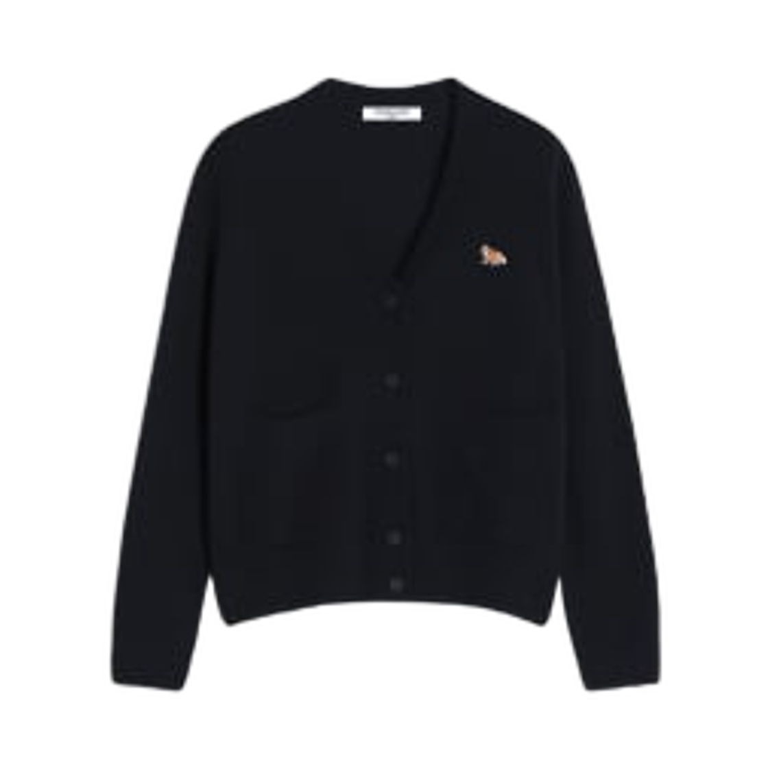 PW00501KT1006-P199 (W) Maison Kitsune Baby Fox Lambswool Boxy Cardigan Black