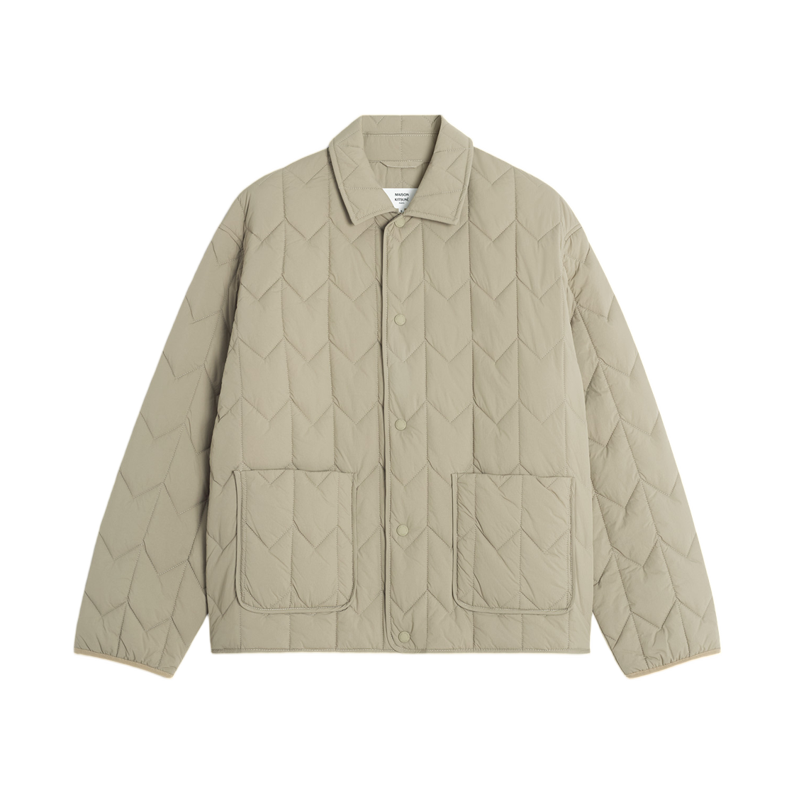 PM02104WW9067-0301 Maison Kitsune Quilted Blouson Taupe Brown