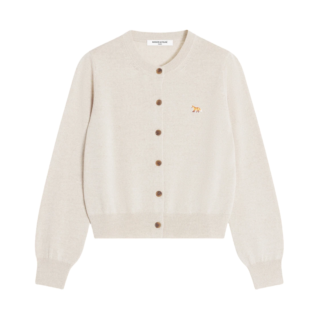Maison Kitsune (W) Maison Kitsune Baby Fox Merino Regular Cardigan Light Beige Melange · XS