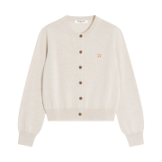 (W) Maison Kitsune Baby Fox Merino Regular Cardigan Light Beige Melange