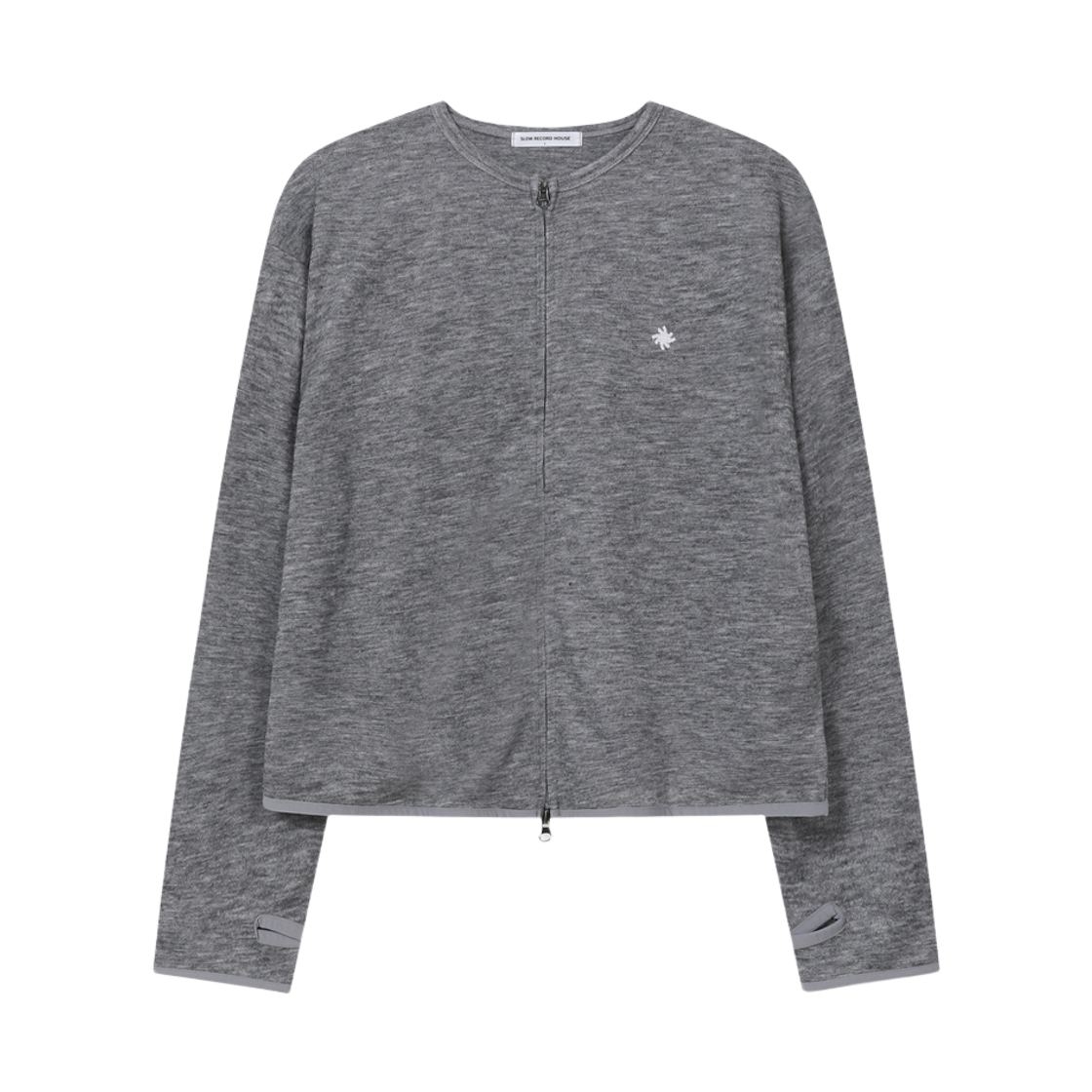 슬로우 레코드 하우스 라운드 집업 가디건 그레이(SLOW RECORD HOUSE Round Zip-Up Cardigan Grey)