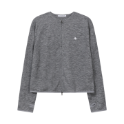 SLOW RECORD HOUSE Round Zip-Up Cardigan Grey