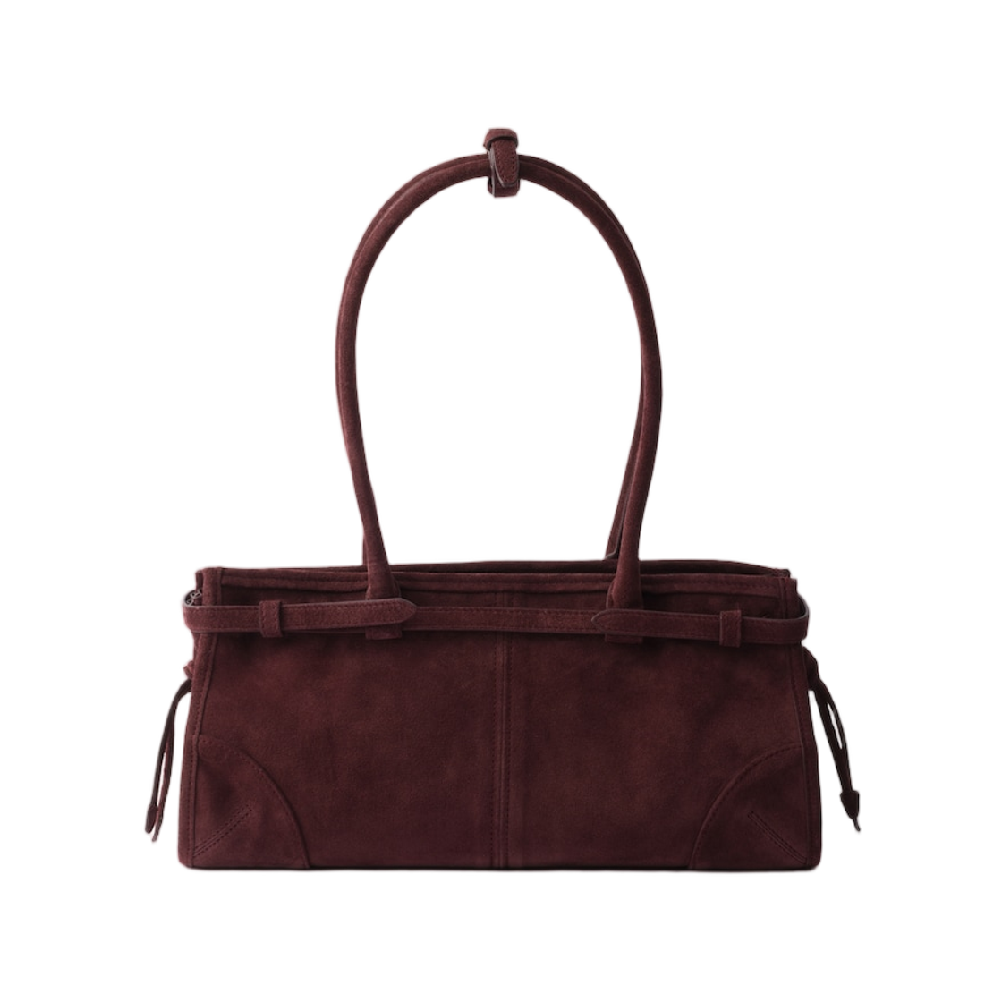 프라다 보니 미디움 스웨이드 핸드백 버건디(Prada Bonnie Medium Suede Handbag Burgundy) - 2