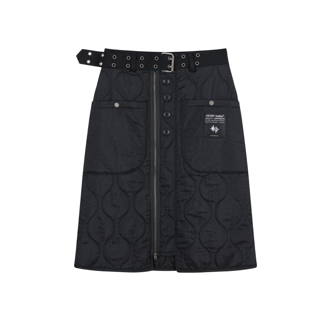 VWK53VSK002BKQQ Vacant Archive Kavi Layered Quilted Skirt Belt Black