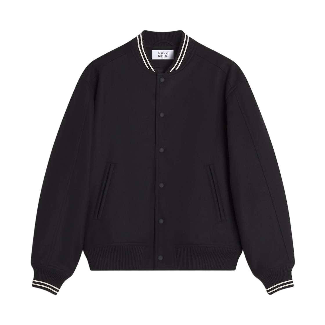 메종 키츠네 바시티 테디 블루종 블랙(Maison Kitsune Varsity Teddy Blouson Black)