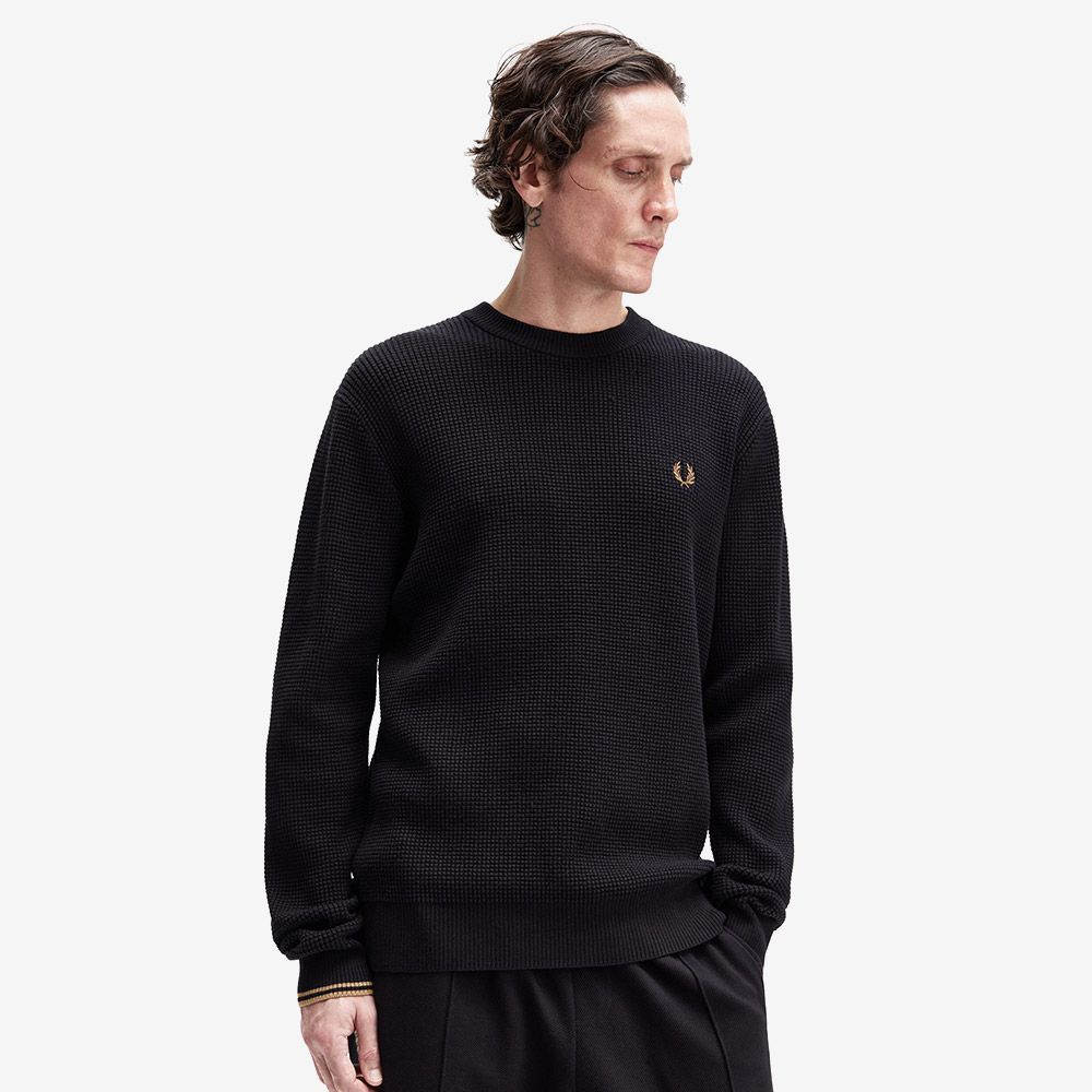 프레드페리 와플 스티치 니트 블랙(Fred Perry Waffle Stitch Knit Black) - 4