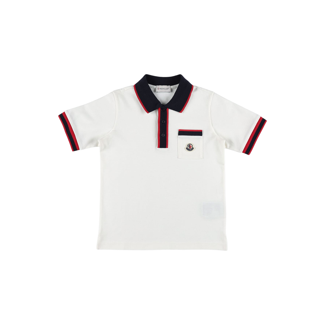 (키즈) 몽클레르 로고 패치 폴로 셔츠 화이트 - 24SS((Kids) Moncler Logo Patch Polo Shirt White - 24SS)