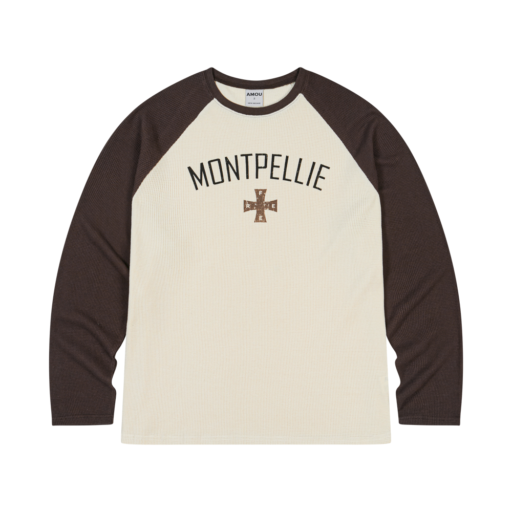 AM25FWLS03BR AMOU Montpellie Waffle Reglan Long sleeve Brown
