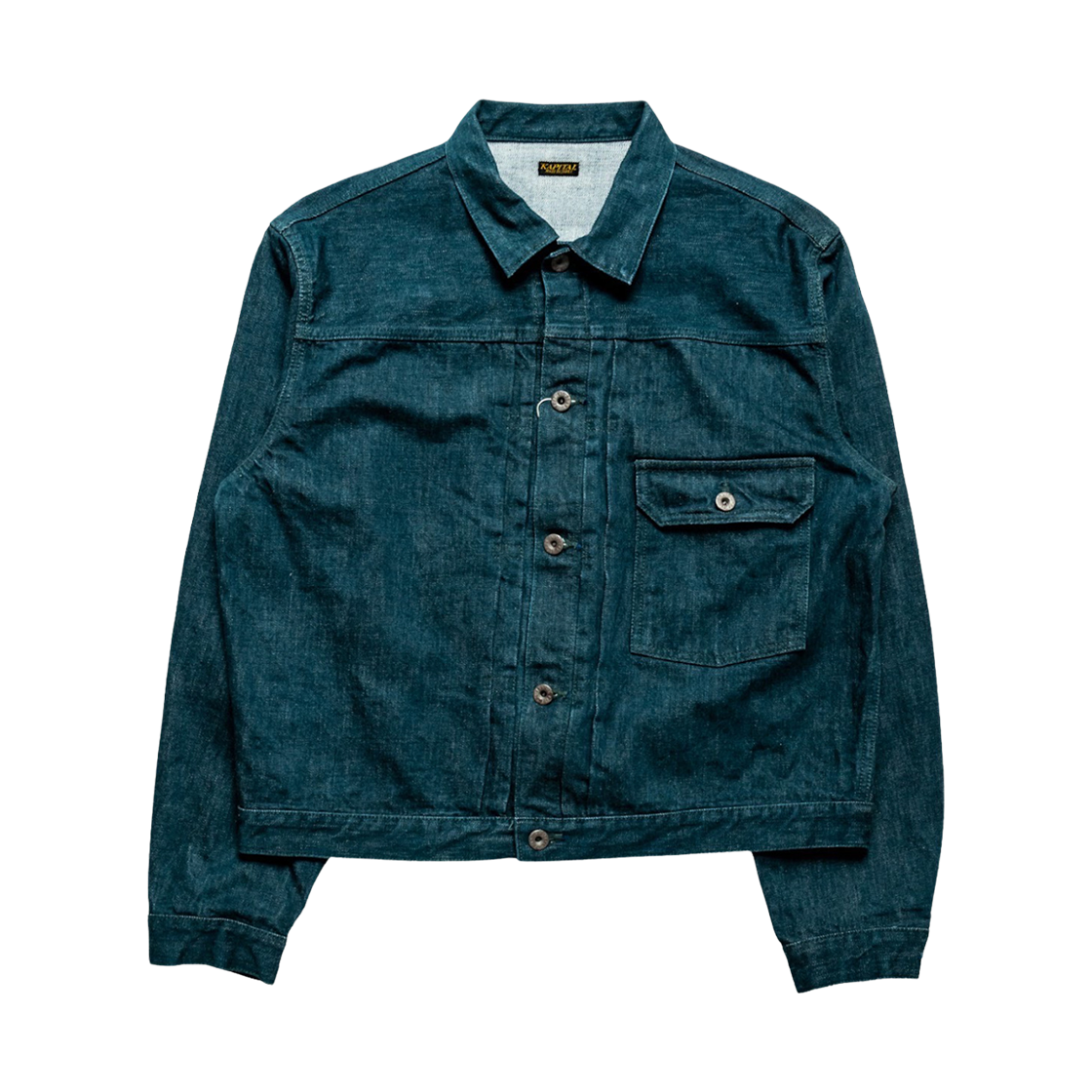 캐피탈 No.4 플랜트 다이드 데님 1st 자켓 그리니쉬 인디고(Kapital No.4 Plant Dyed Denim 1st Jacket Greenish Indigo)