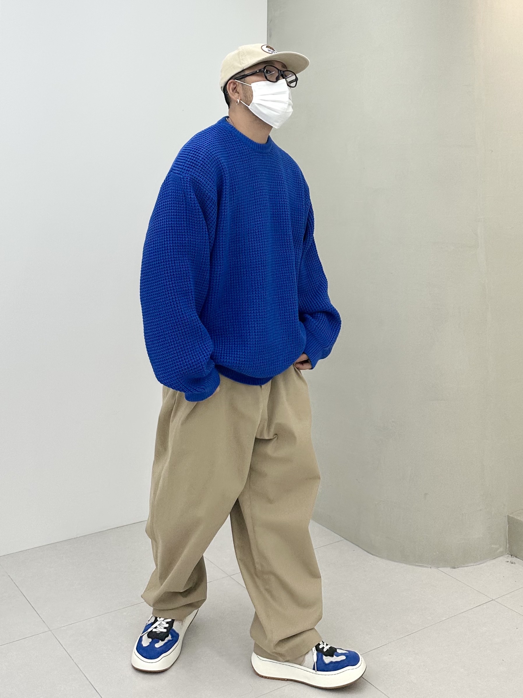 Human Made 6 Panel Corduroy Cap White, Ader Error Log; Baus Blue White 착용 스타일 - 1